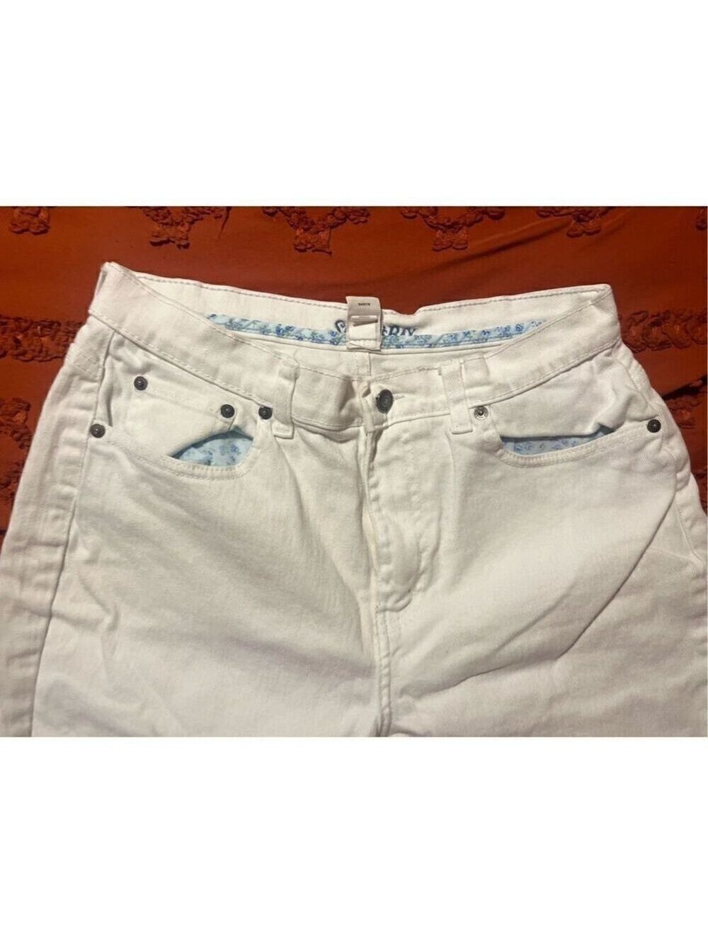 St Johns Bay White Jeans blue floral finishes size 12 - Picture 5 of 13